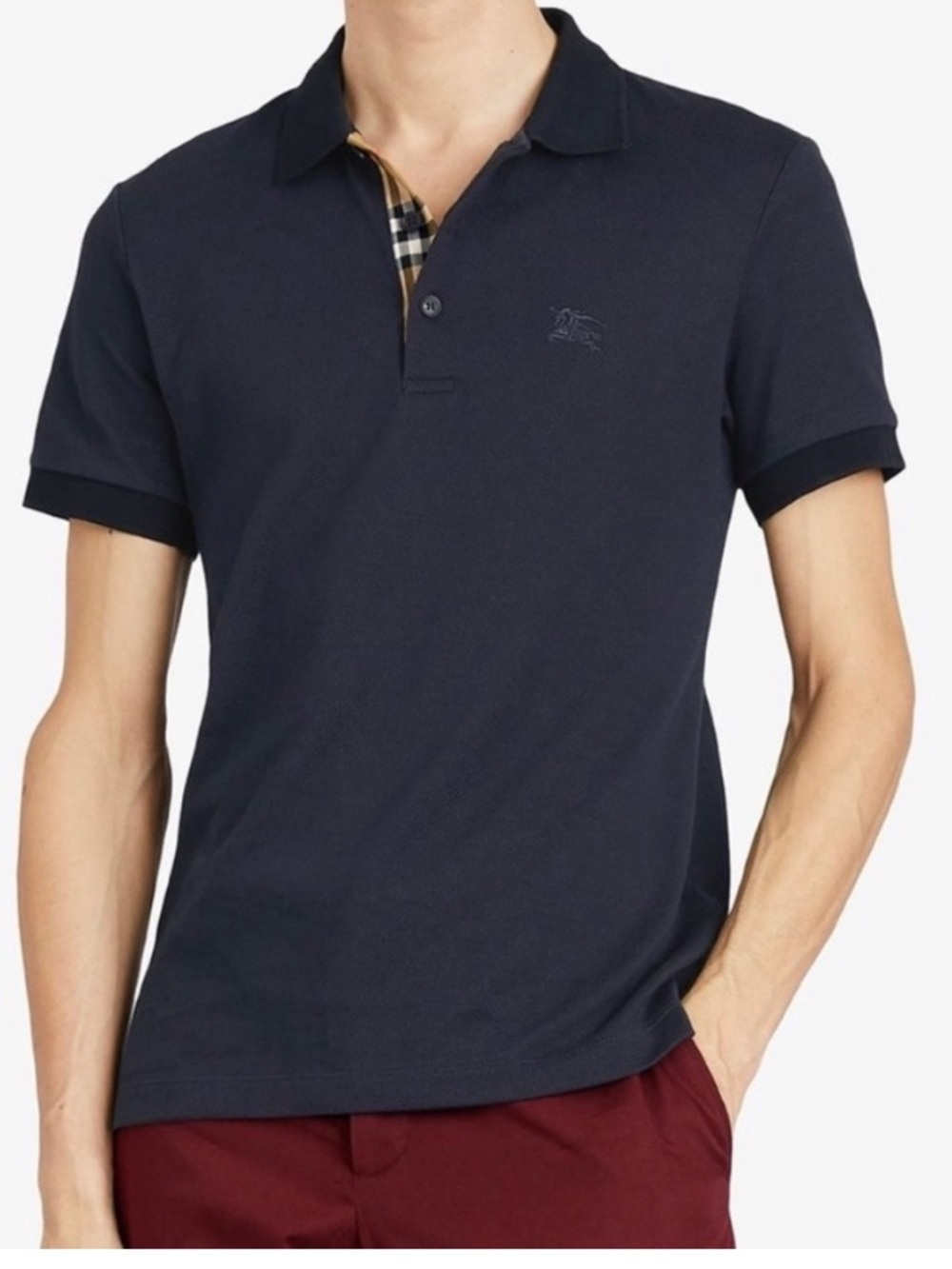 Burberry polo shirt Navy Signature Check Collar
